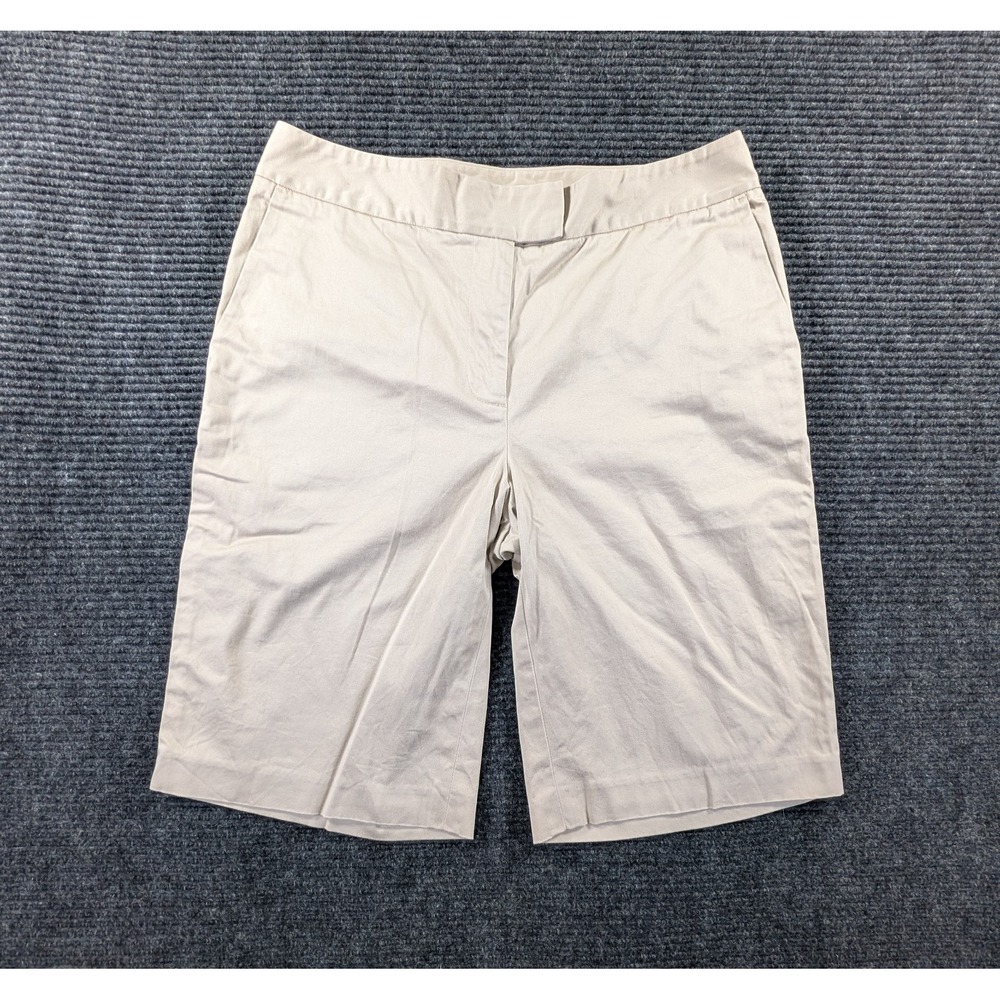 Liz Claiborne New York Jackie Bermuda Shorts Womens 6 Beige Cotton Mid Rise
